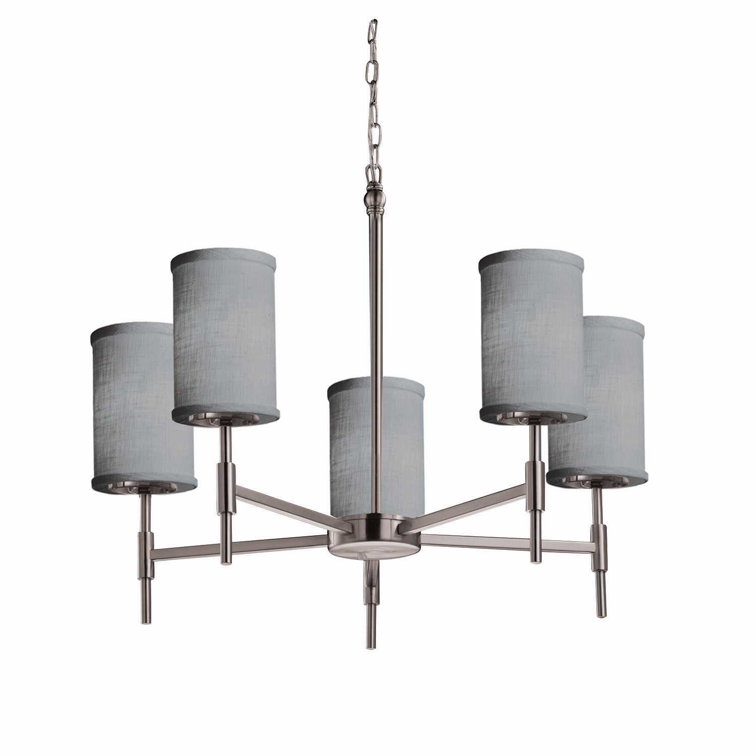 Justice Designs - FAB-8410-10-GRAY-NCKL - Five Light Chandelier - Textile - Brushed Nickel