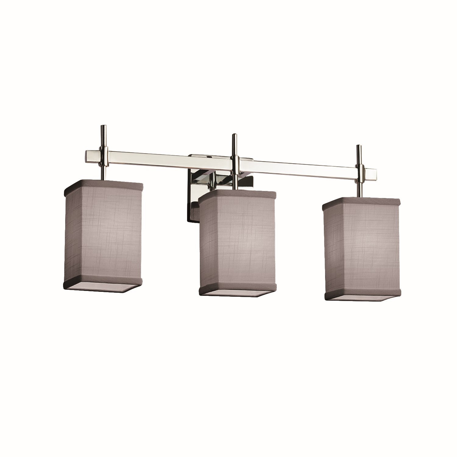 Justice Designs - FAB-8413-15-GRAY-CROM - Three Light Bath Bar - Textile - Polished Chrome