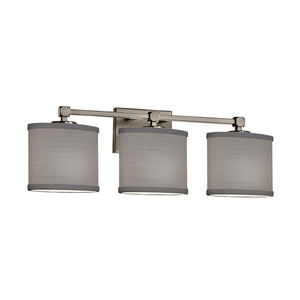 Justice Designs - FAB-8423-30-GRAY-NCKL - Three Light Bath Bar - Textile - Brushed Nickel