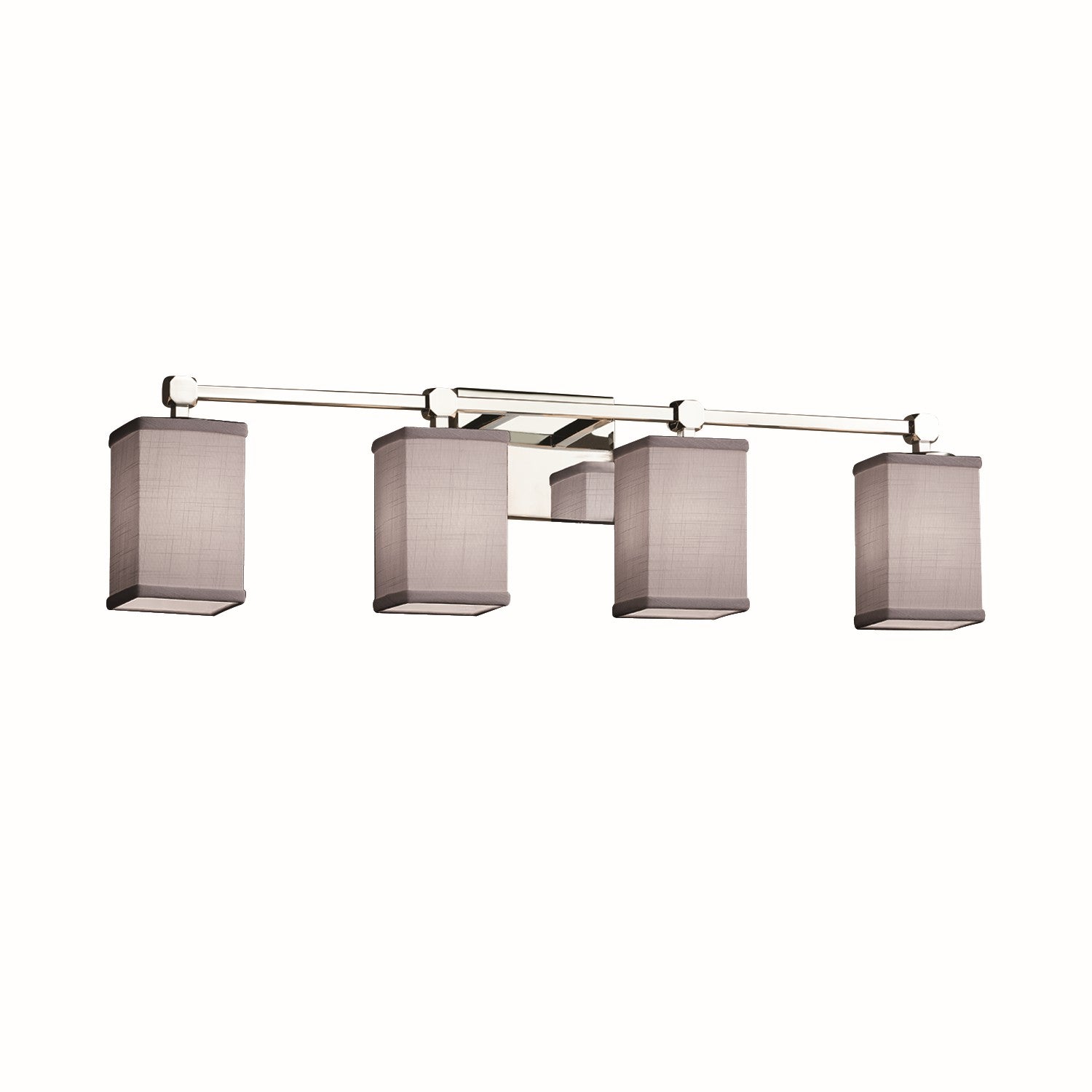 Justice Designs - FAB-8424-15-GRAY-CROM - Four Light Bath Bar - Textile - Polished Chrome