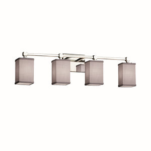 Justice Designs - FAB-8424-15-GRAY-CROM - Four Light Bath Bar - Textile - Polished Chrome