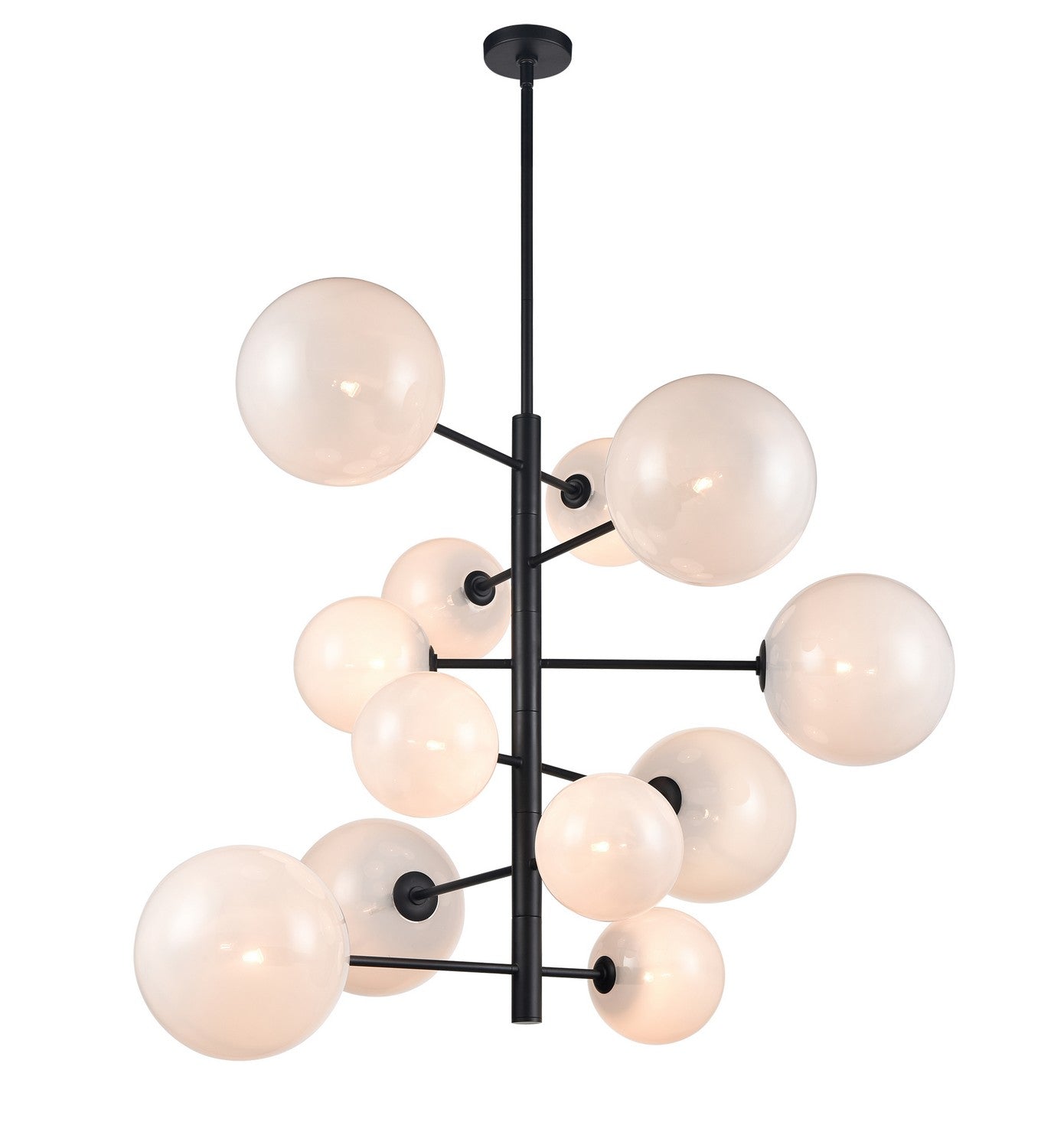 Avenue Lighting - HF4212-BK-WHT - 12 Light Chandelier - Delilah - Matte Black