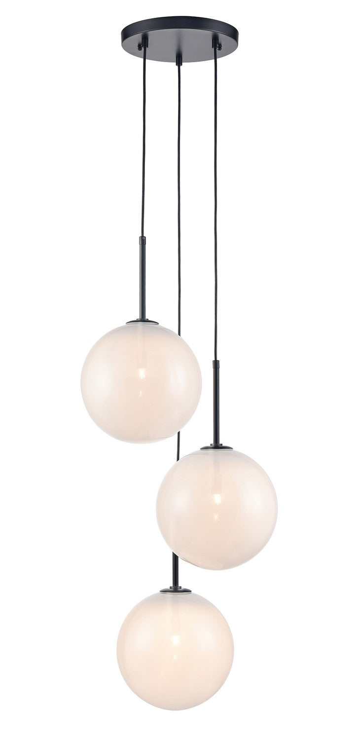 Avenue Lighting - HF4233-BK-WHT - Three Light Pendant - Delilah - Matte Black