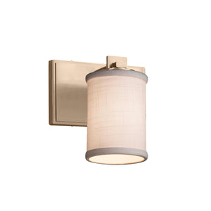 Justice Designs - FAB-8441-10-WHTE-BRSS - One Light Wall Sconce - Textile - Brushed Brass