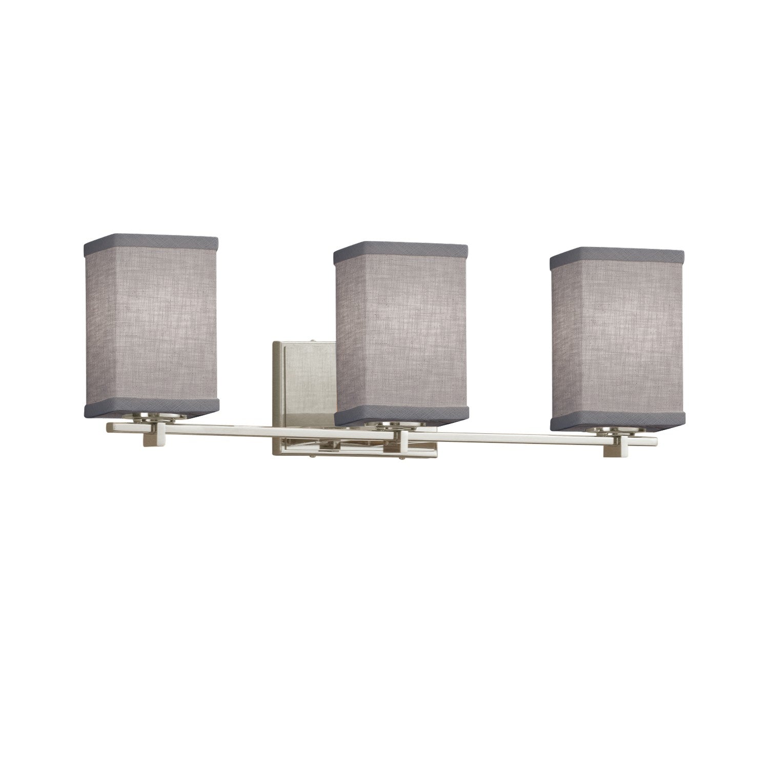 Justice Designs - FAB-8443-15-GRAY-NCKL - Three Light Bath Bar - Textile - Brushed Nickel