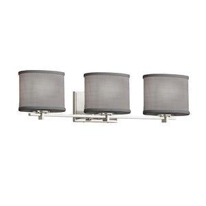 Justice Designs - FAB-8443-30-GRAY-CROM - Three Light Bath Bar - Textile - Polished Chrome