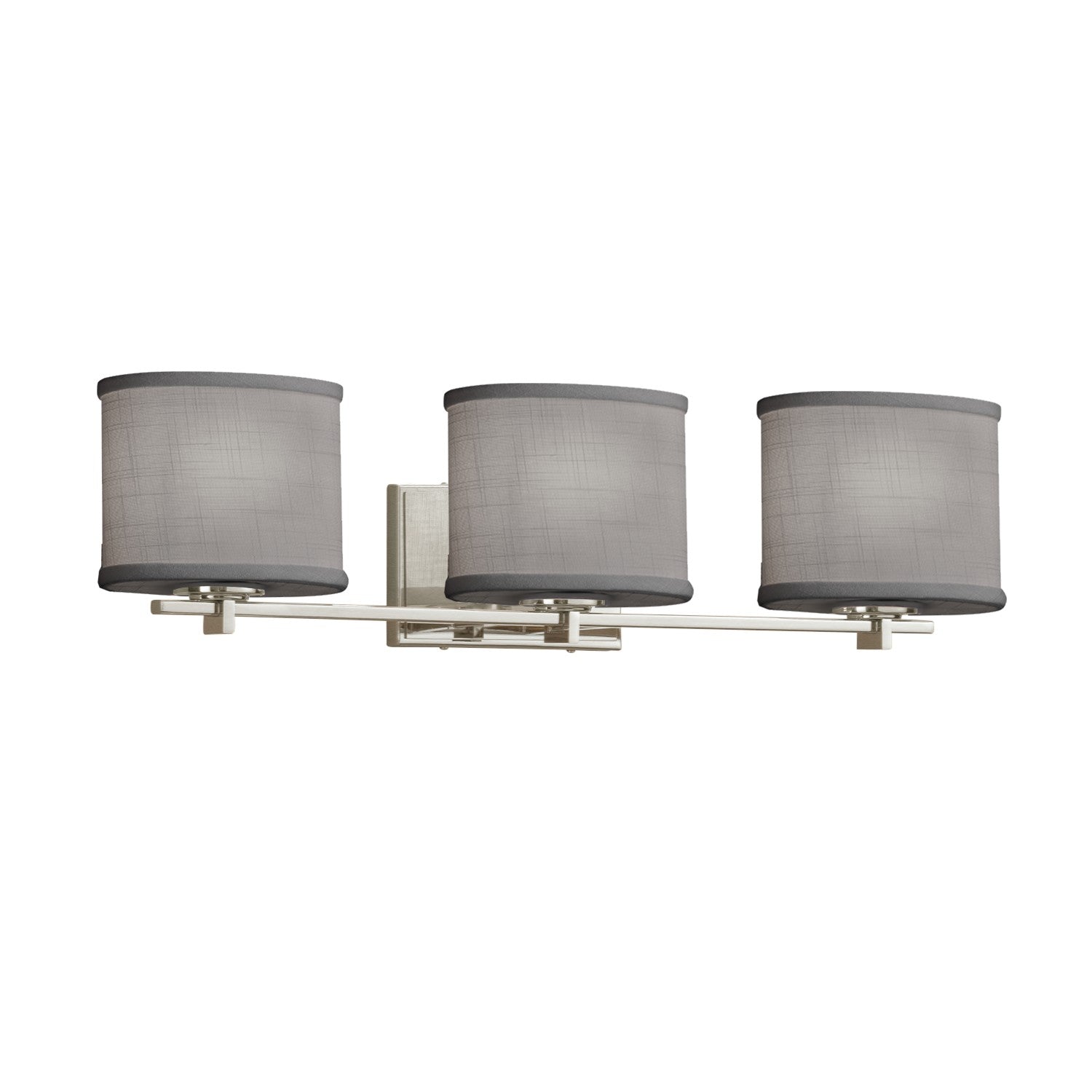 Justice Designs - FAB-8443-30-GRAY-NCKL - Three Light Bath Bar - Textile - Brushed Nickel