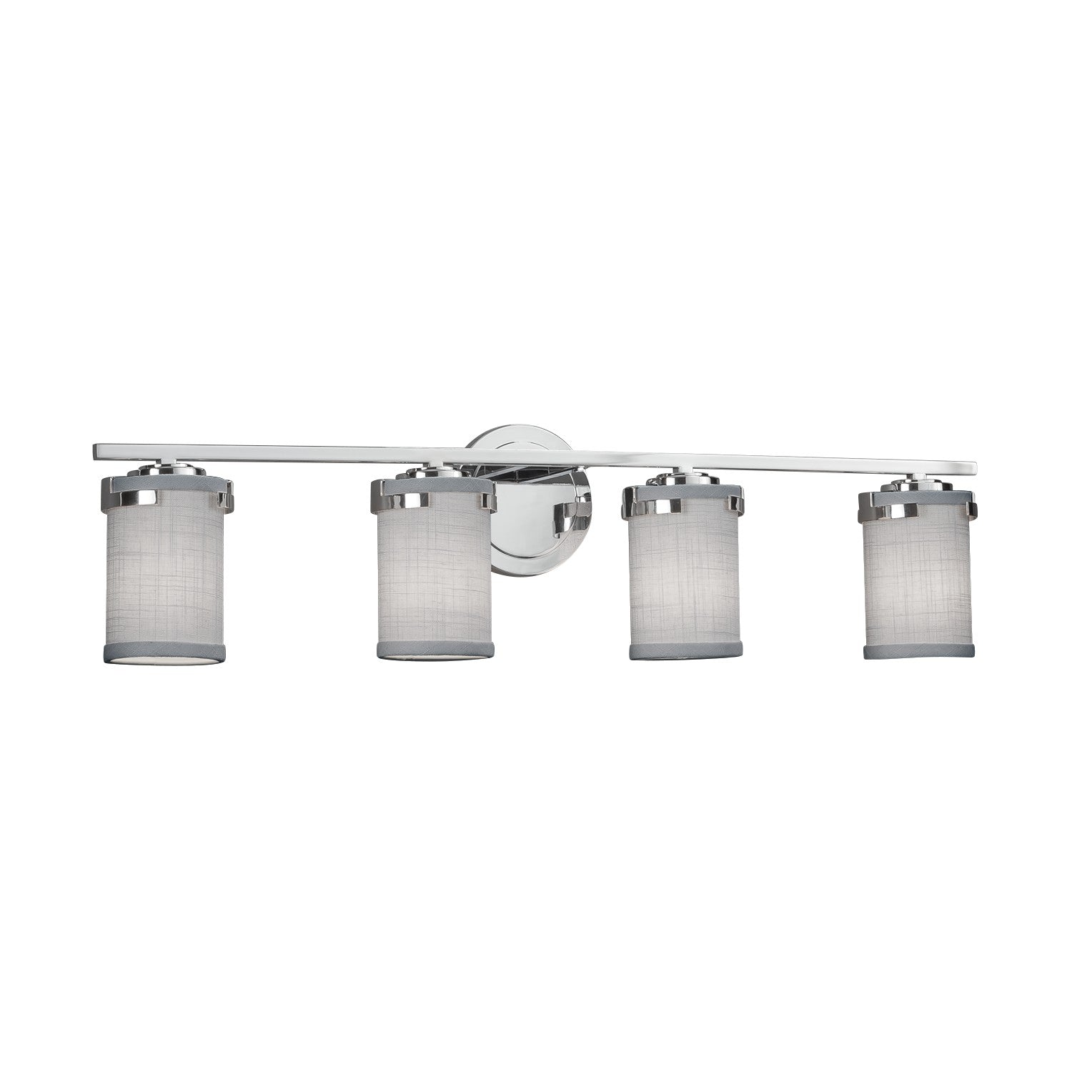 Justice Designs - FAB-8454-10-GRAY-CROM - Four Light Bath Bar - Textile - Polished Chrome