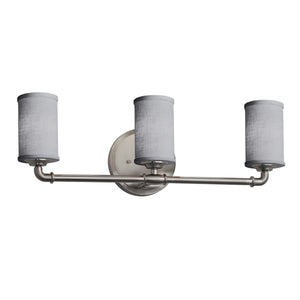 Justice Designs - FAB-8463-10-GRAY-NCKL - Three Light Bath Bar - Textile - Brushed Nickel