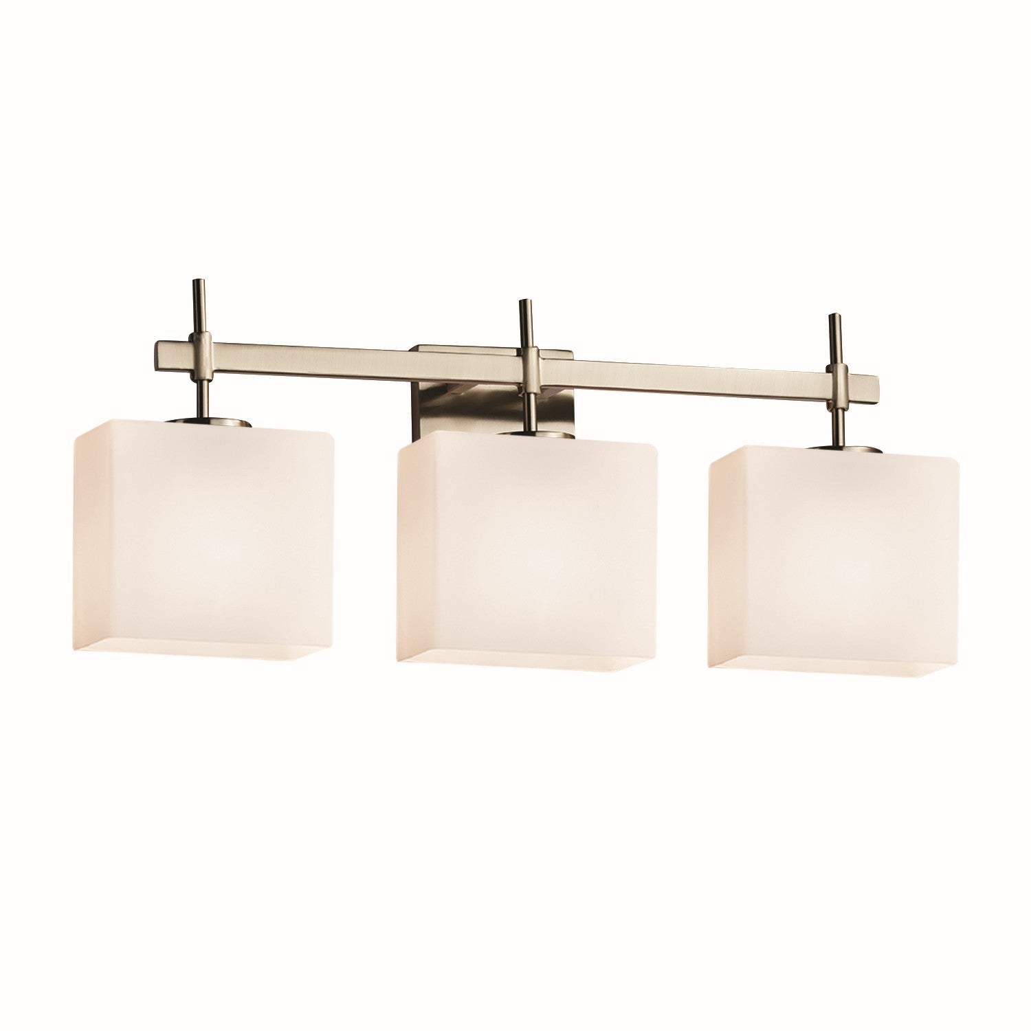 Justice Designs - FSN-8413-55-OPAL-NCKL - Three Light Bath Bar - Fusion - Brushed Nickel