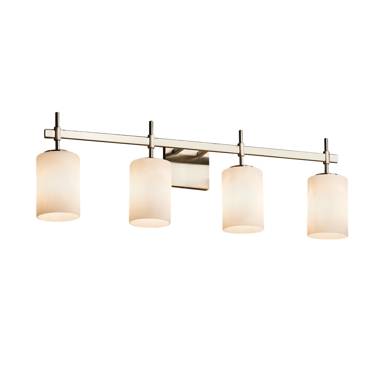 Justice Designs - FSN-8414-10-OPAL-NCKL - Four Light Bath Bar - Fusion - Brushed Nickel