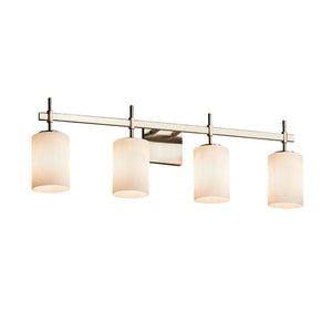 Justice Designs - FSN-8414-10-OPAL-NCKL - Four Light Bath Bar - Fusion - Brushed Nickel