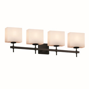 Justice Designs - FSN-8414-55-OPAL-MBLK - Four Light Bath Bar - Fusion - Matte Black