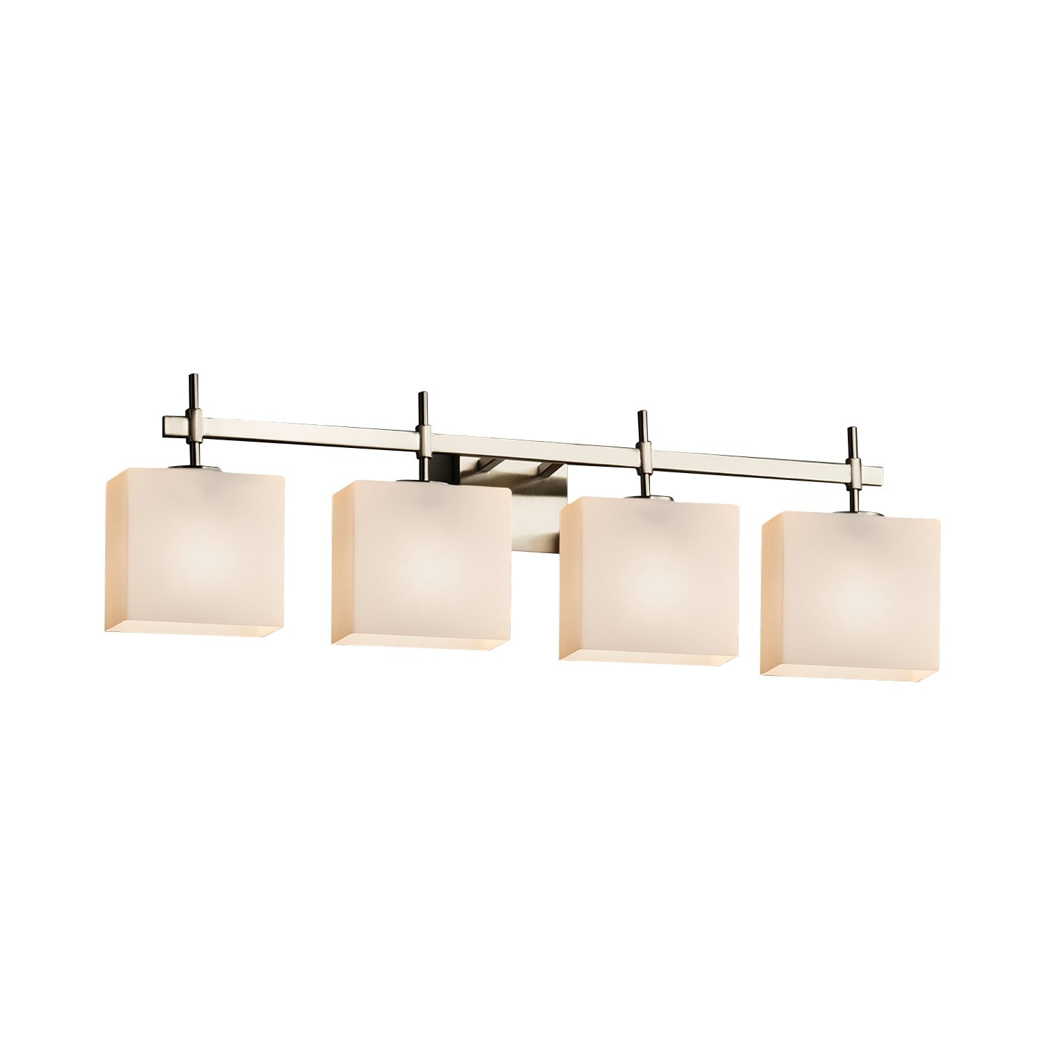 Justice Designs - FSN-8414-55-OPAL-NCKL - Four Light Bath Bar - Fusion - Brushed Nickel