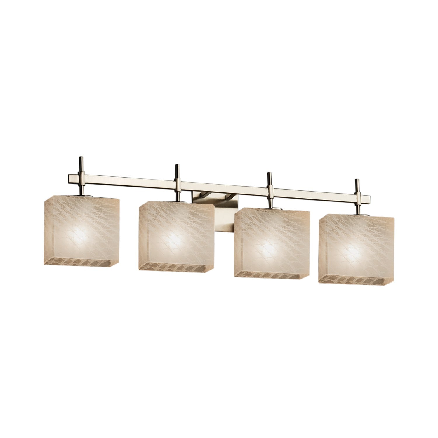 Justice Designs - FSN-8414-55-WEVE-NCKL - Four Light Bath Bar - Fusion - Brushed Nickel