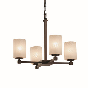 Justice Designs - FSN-8420-10-WEVE-DBRZ - Four Light Chandelier - Fusion - Dark Bronze