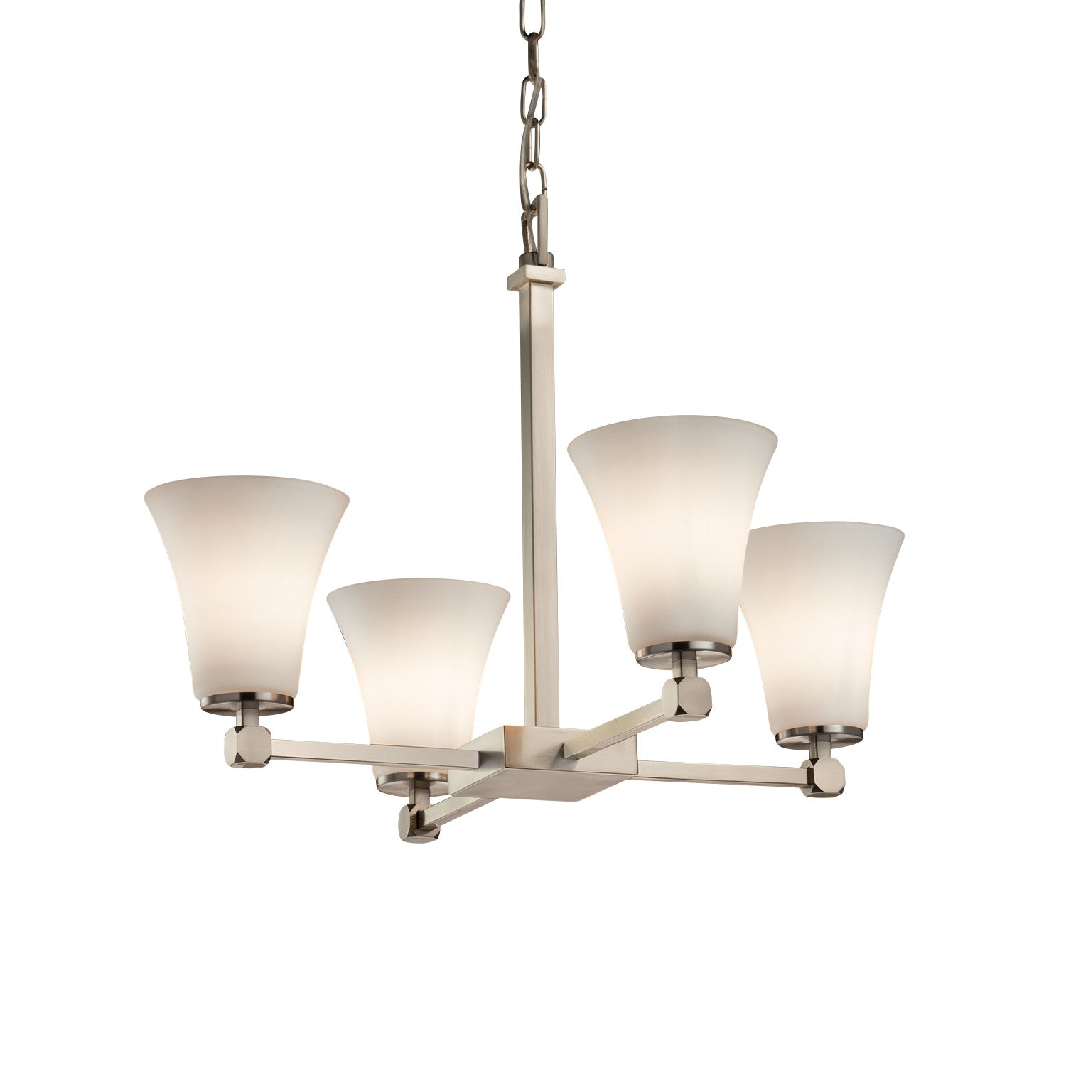 Justice Designs - FSN-8420-20-OPAL-NCKL-LED4-2800 - LED Chandelier - Fusion - Brushed Nickel