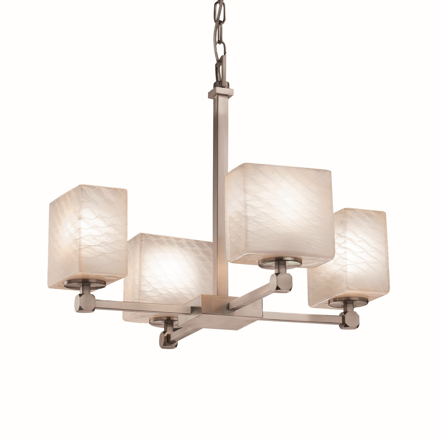 Justice Designs - FSN-8420-55-WEVE-NCKL - Four Light Chandelier - Fusion - Brushed Nickel