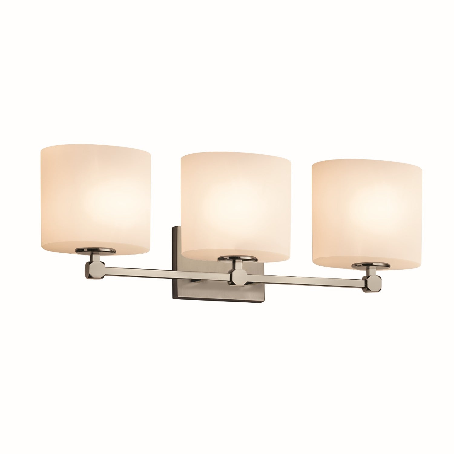 Justice Designs - FSN-8423-30-OPAL-NCKL - Three Light Bath Bar - Fusion - Brushed Nickel