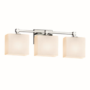 Justice Designs - FSN-8423-55-OPAL-CROM - Three Light Bath Bar - Fusion - Polished Chrome