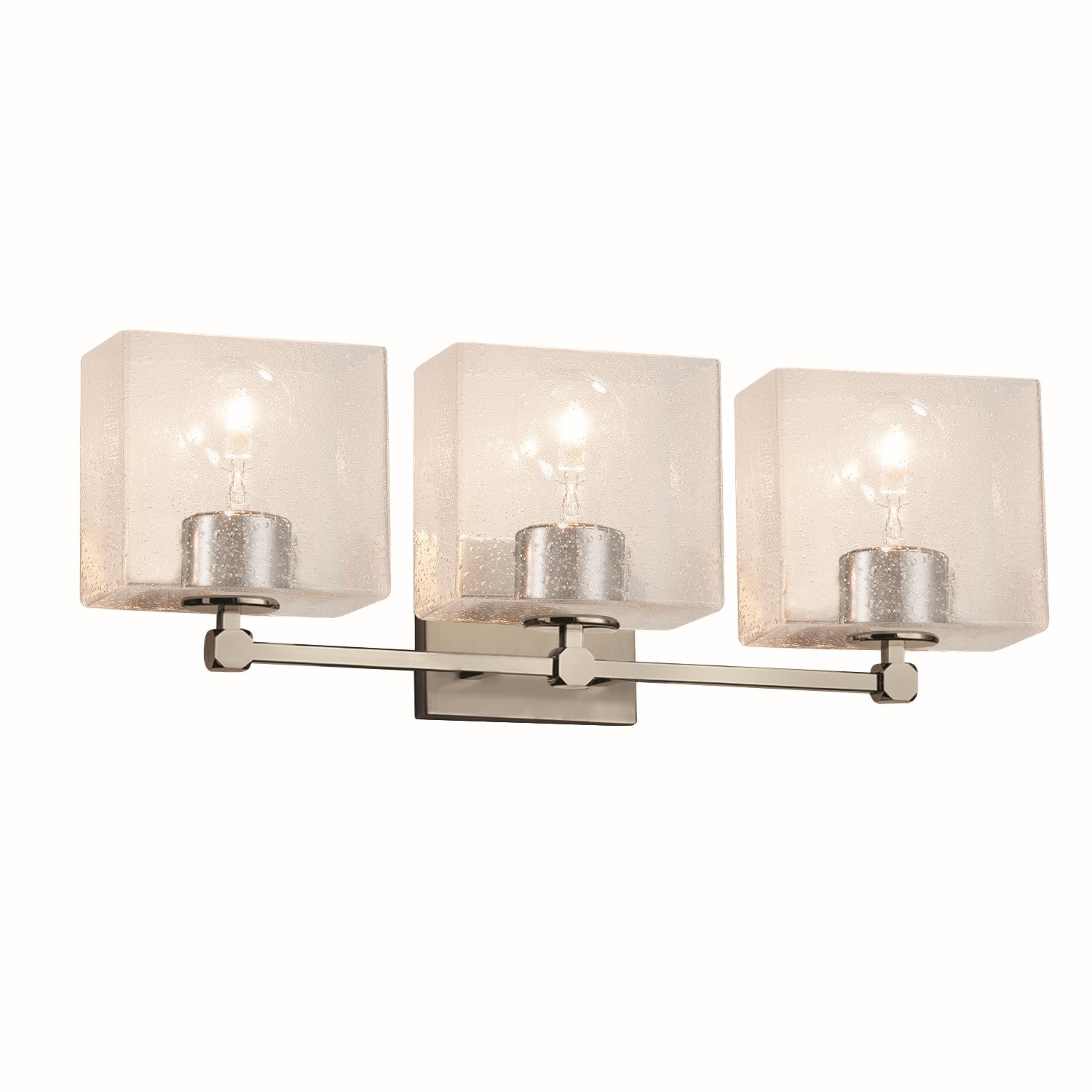 Justice Designs - FSN-8423-55-SEED-NCKL - Three Light Bath Bar - Fusion - Brushed Nickel