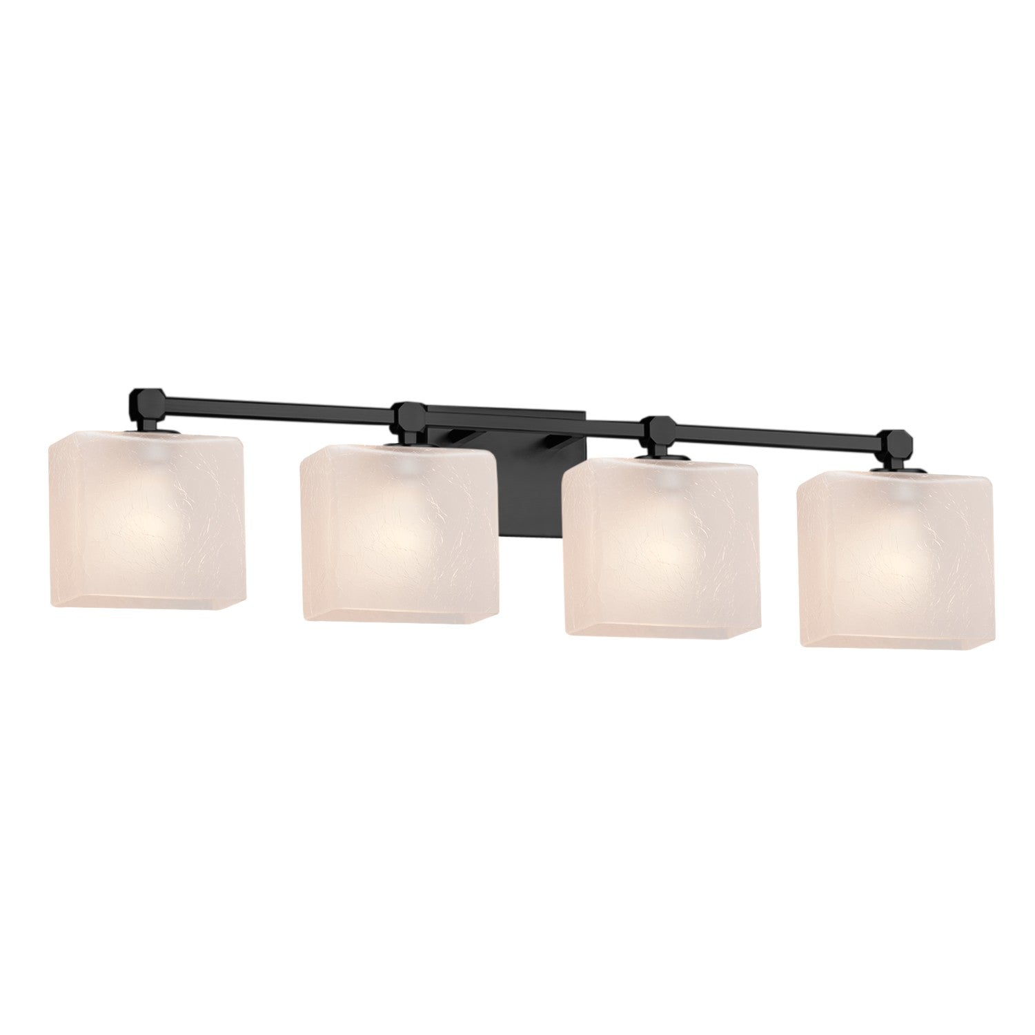 Justice Designs - FSN-8424-55-FRCR-MBLK - Four Light Bath Bar - Fusion - Matte Black