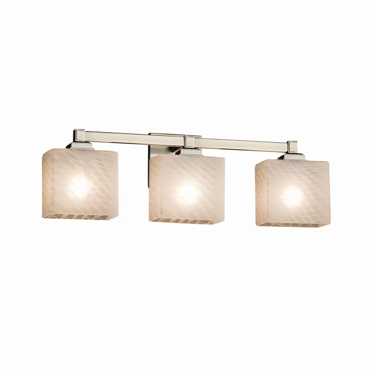 Justice Designs - FSN-8433-55-WEVE-NCKL - Three Light Bath Bar - Fusion - Brushed Nickel