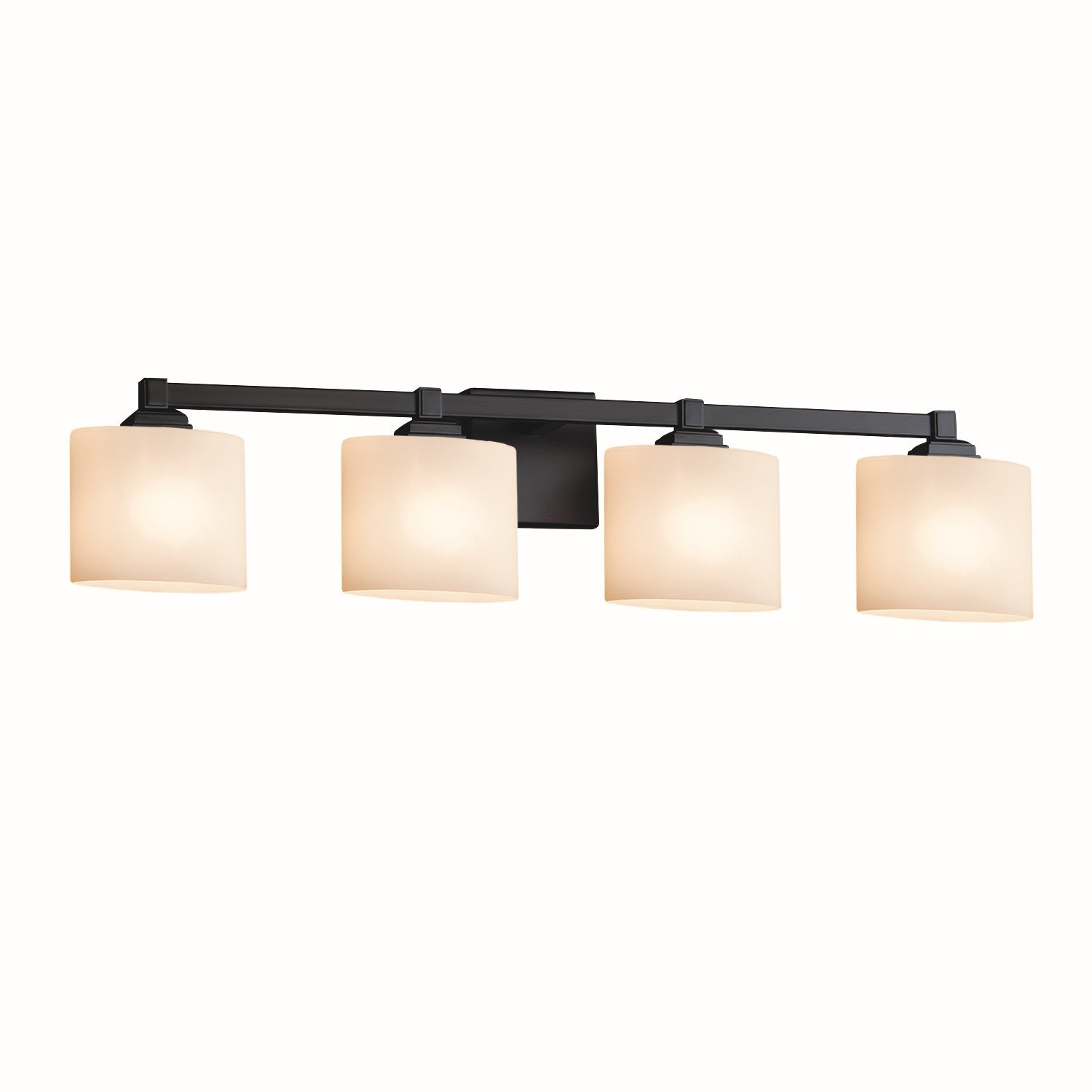 Justice Designs - FSN-8434-30-OPAL-MBLK - Four Light Bath Bar - Fusion - Matte Black