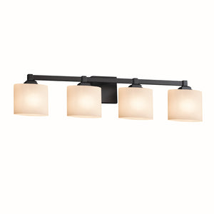 Justice Designs - FSN-8434-30-OPAL-MBLK - Four Light Bath Bar - Fusion - Matte Black