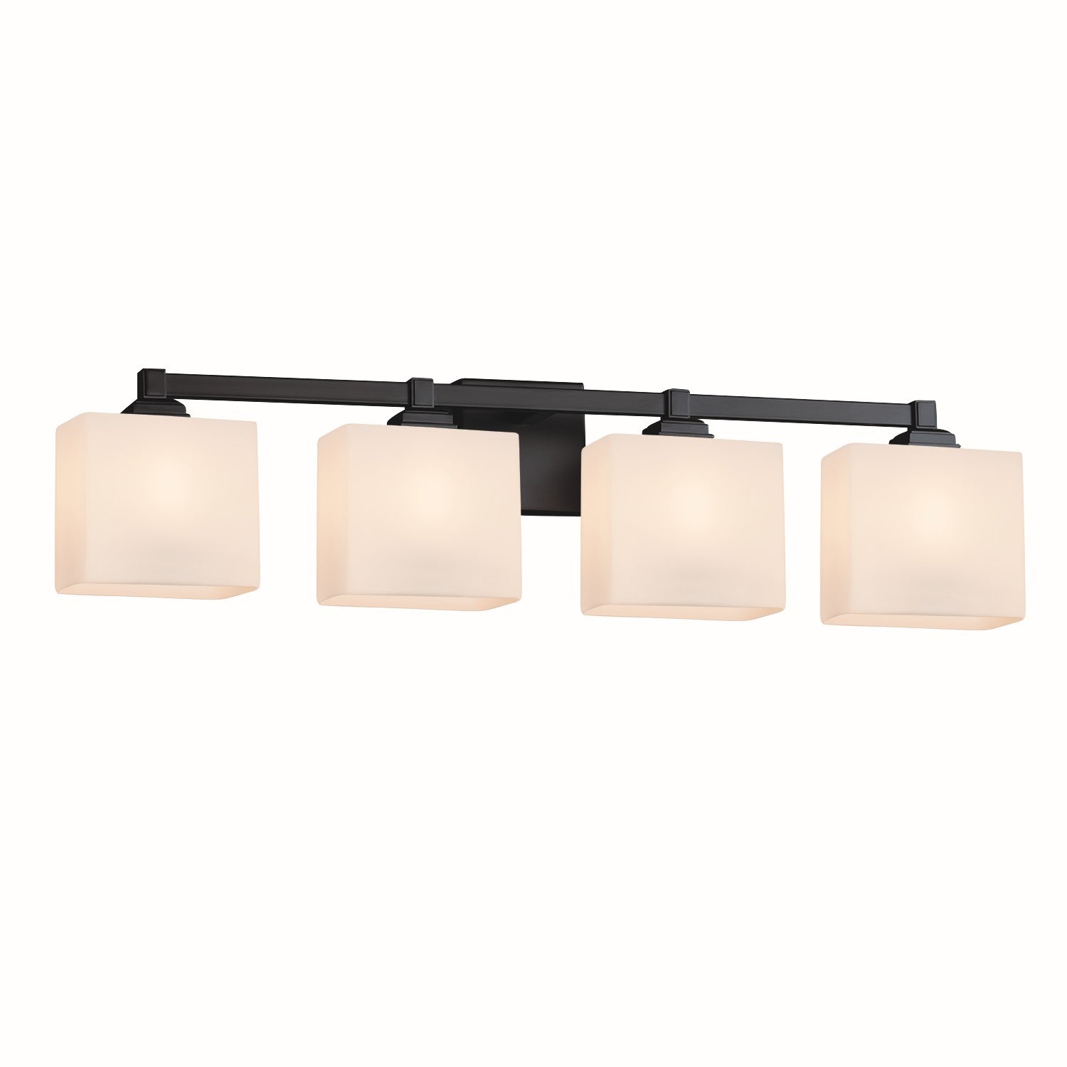 Justice Designs - FSN-8434-55-OPAL-MBLK - Four Light Bath Bar - Fusion - Matte Black