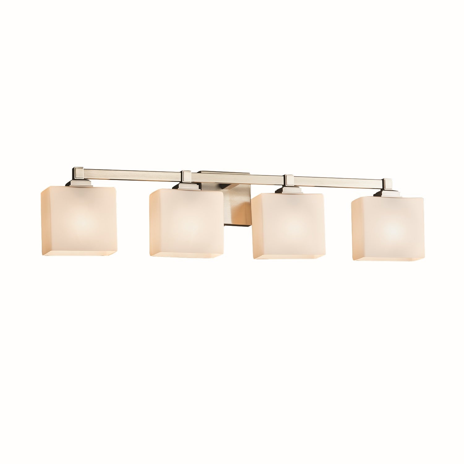 Justice Designs - FSN-8434-55-OPAL-NCKL - Four Light Bath Bar - Fusion - Brushed Nickel