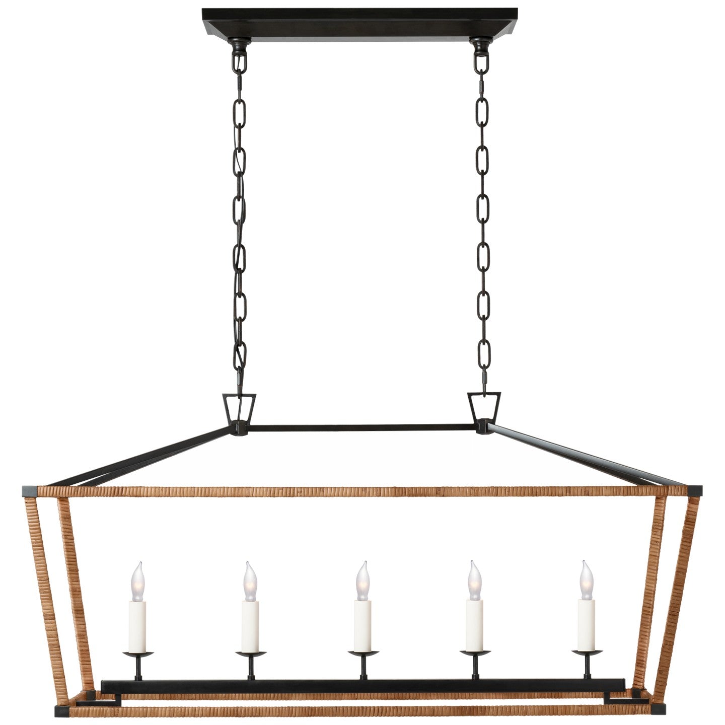 Visual Comfort Signature - CHC 5765AI/NRT - LED Linear Lantern - Darlana Wrapped - Aged Iron and Natural Rattan