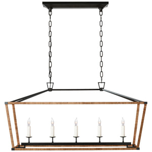 Visual Comfort Signature - CHC 5765AI/NRT - LED Linear Lantern - Darlana Wrapped - Aged Iron and Natural Rattan