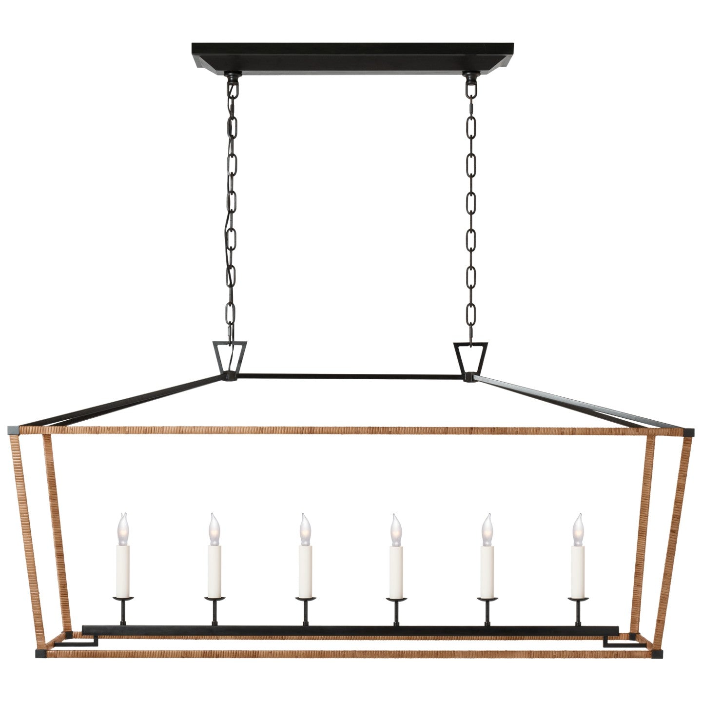 Visual Comfort Signature - CHC 5766AI/NRT - LED Linear Lantern - Darlana Wrapped - Aged Iron and Natural Rattan