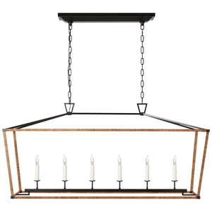 Visual Comfort Signature - CHC 5766AI/NRT - LED Linear Lantern - Darlana Wrapped - Aged Iron and Natural Rattan