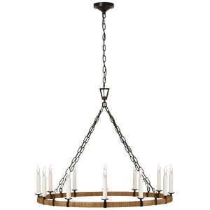 Visual Comfort Signature - CHC 5873AI/NRT - LED Chandelier - Darlana Wrapped - Aged Iron and Natural Rattan