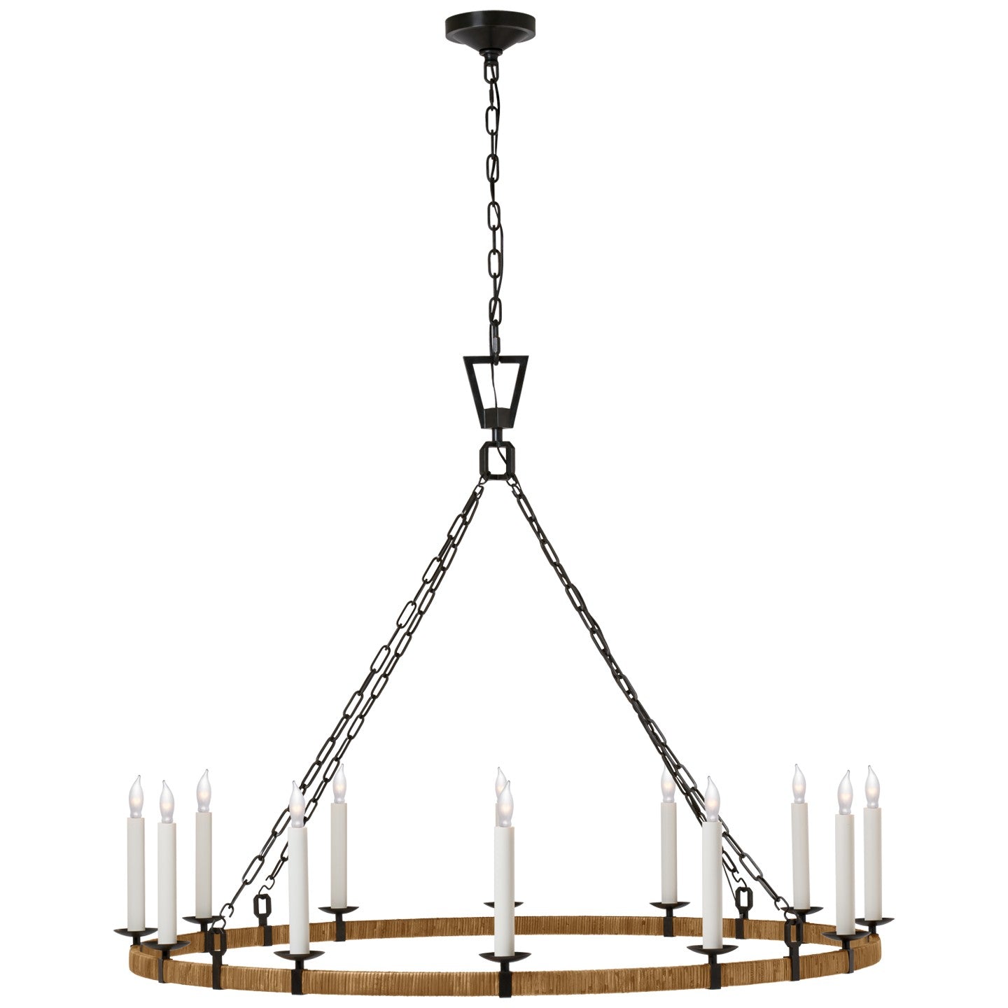 Visual Comfort Signature - CHC 5874AI/NRT - LED Chandelier - Darlana Wrapped - Aged Iron and Natural Rattan