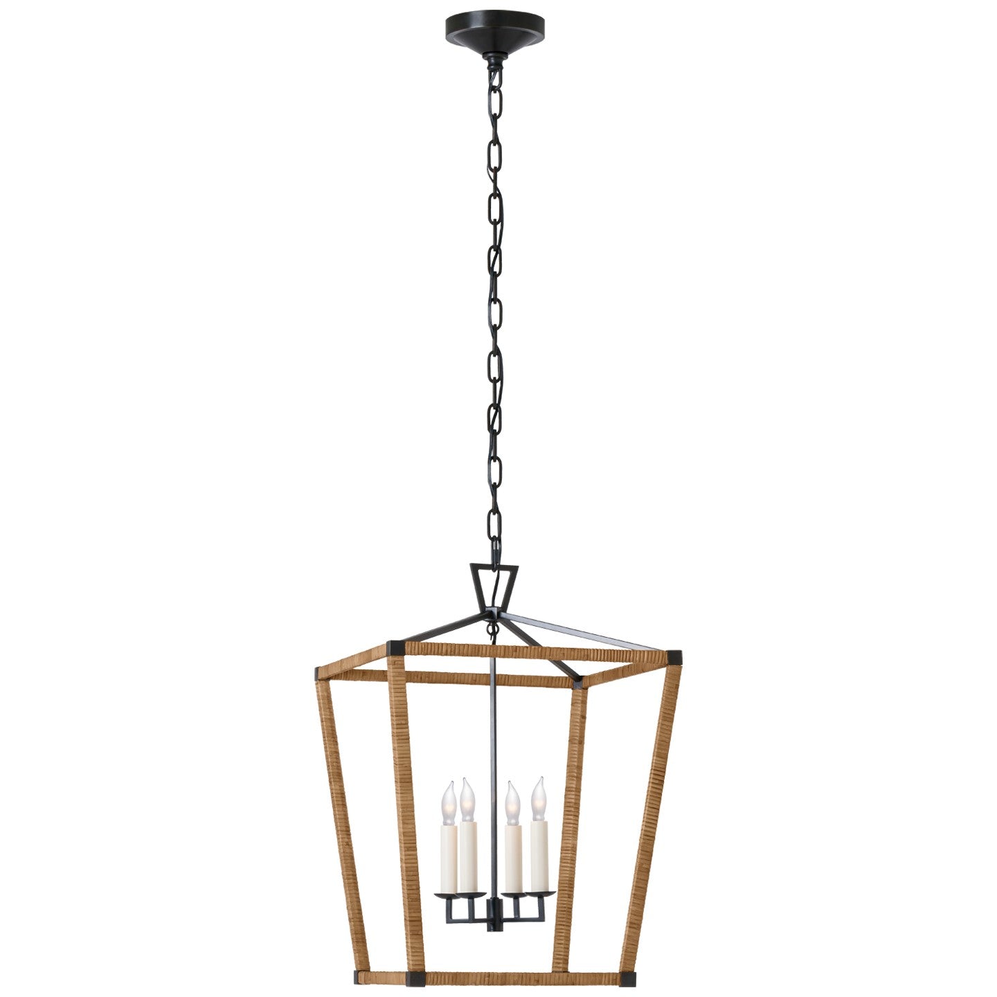 Visual Comfort Signature - CHC 5877AI/NRT - LED Lantern - Darlana Wrapped - Aged Iron and Natural Rattan