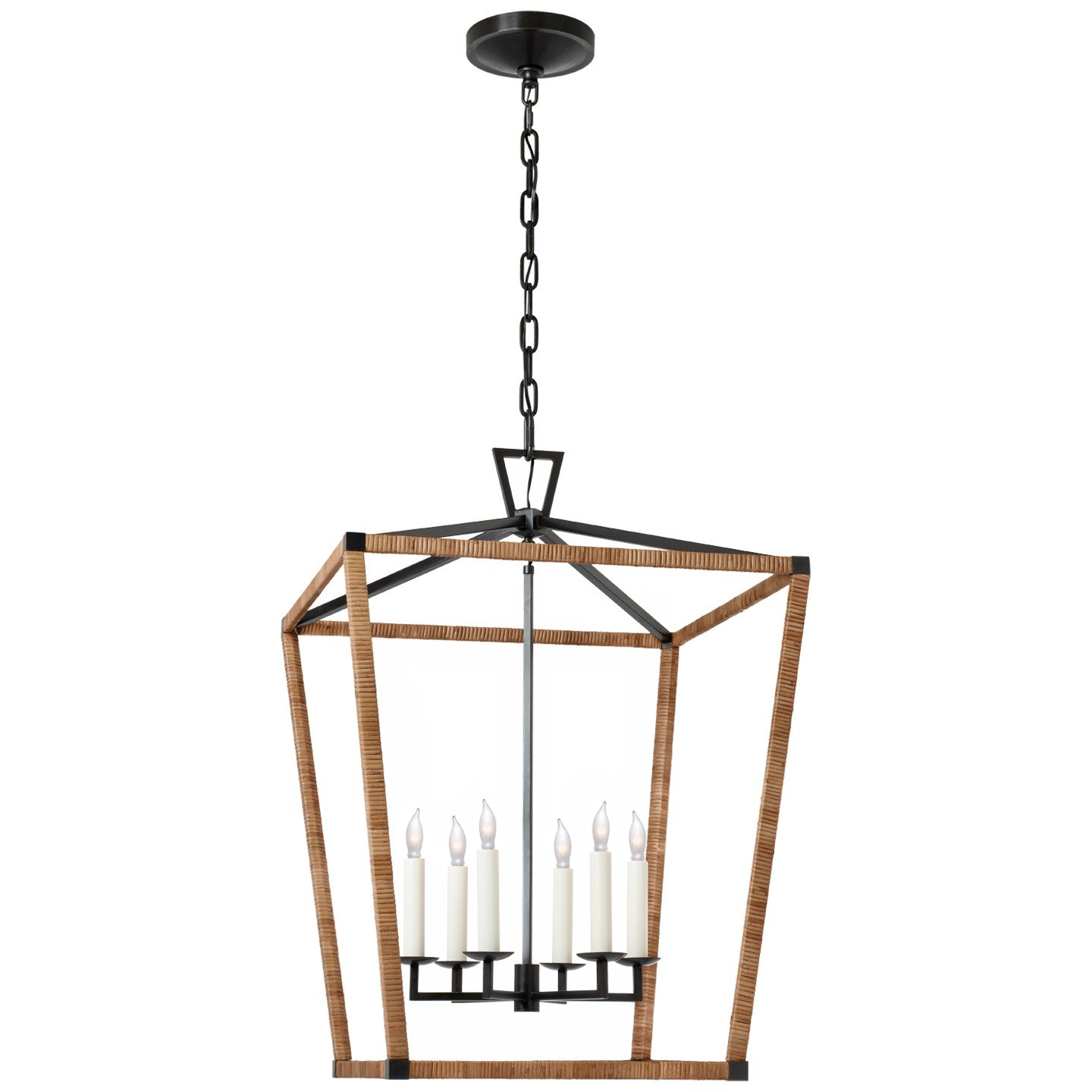 Visual Comfort Signature - CHC 5879AI/NRT - LED Lantern - Darlana Wrapped - Aged Iron and Natural Rattan