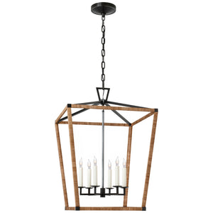 Visual Comfort Signature - CHC 5879AI/NRT - LED Lantern - Darlana Wrapped - Aged Iron and Natural Rattan