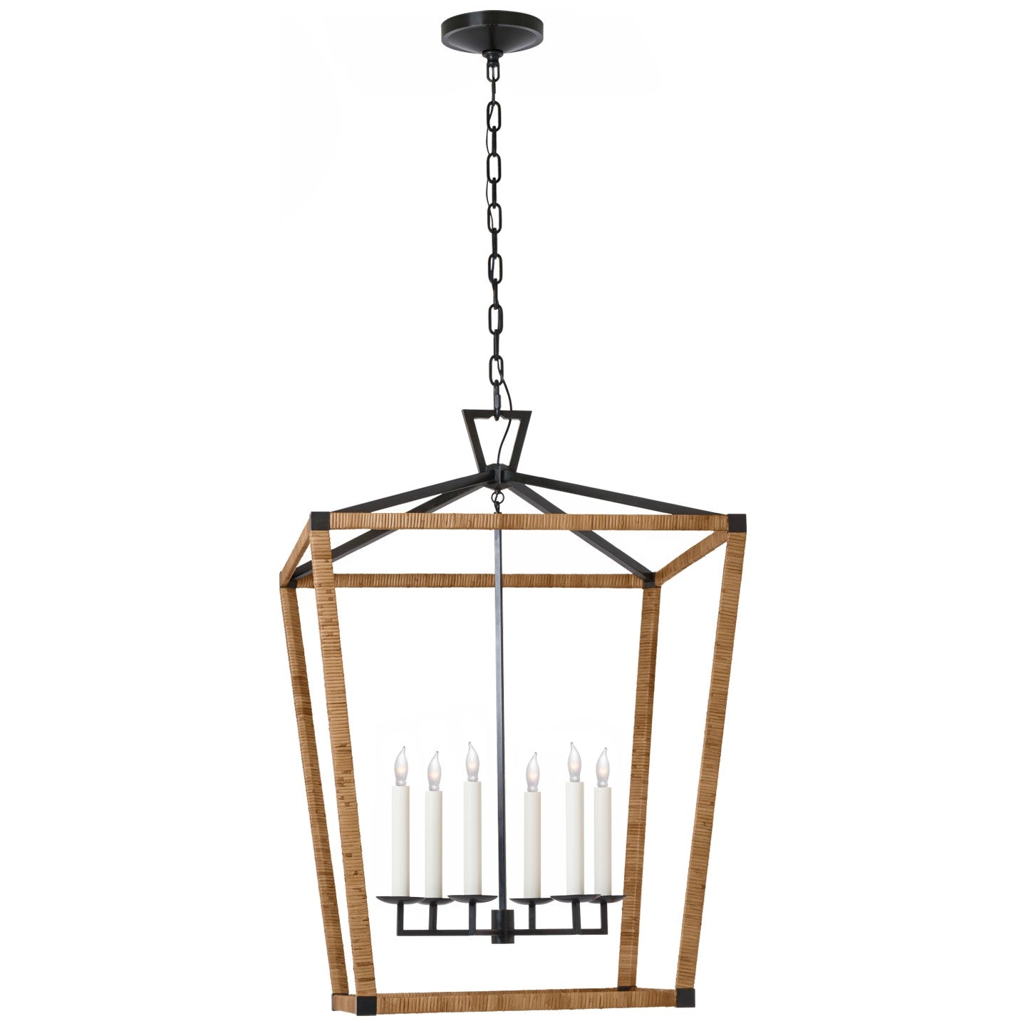 Visual Comfort Signature - CHC 5881AI/NRT - LED Lantern - Darlana Wrapped - Aged Iron and Natural Rattan