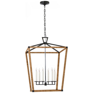 Visual Comfort Signature - CHC 5881AI/NRT - LED Lantern - Darlana Wrapped - Aged Iron and Natural Rattan