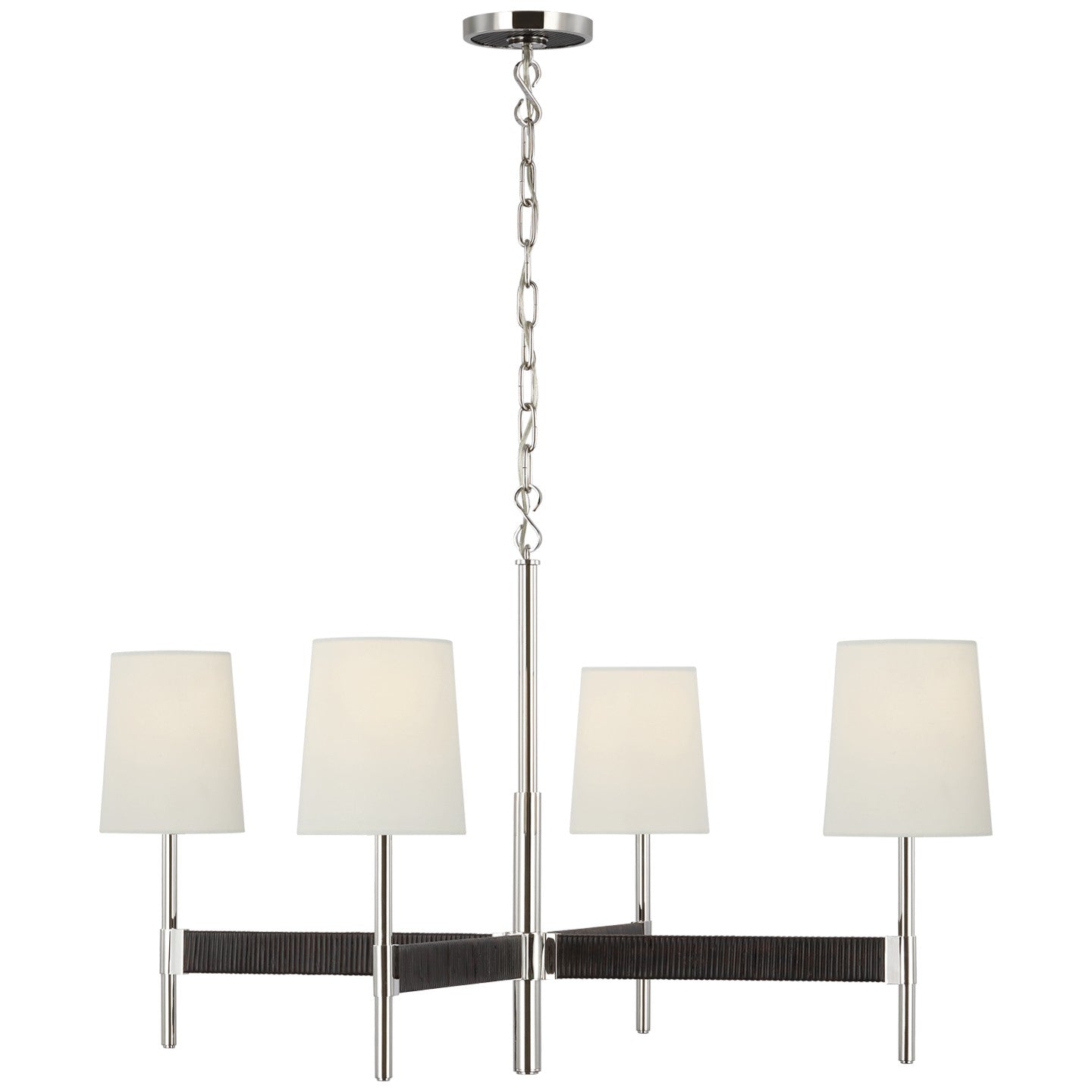 Visual Comfort Signature - SK 5555PN/BRT-L - LED Chandelier - Elle - Polished Nickel and Black Rattan