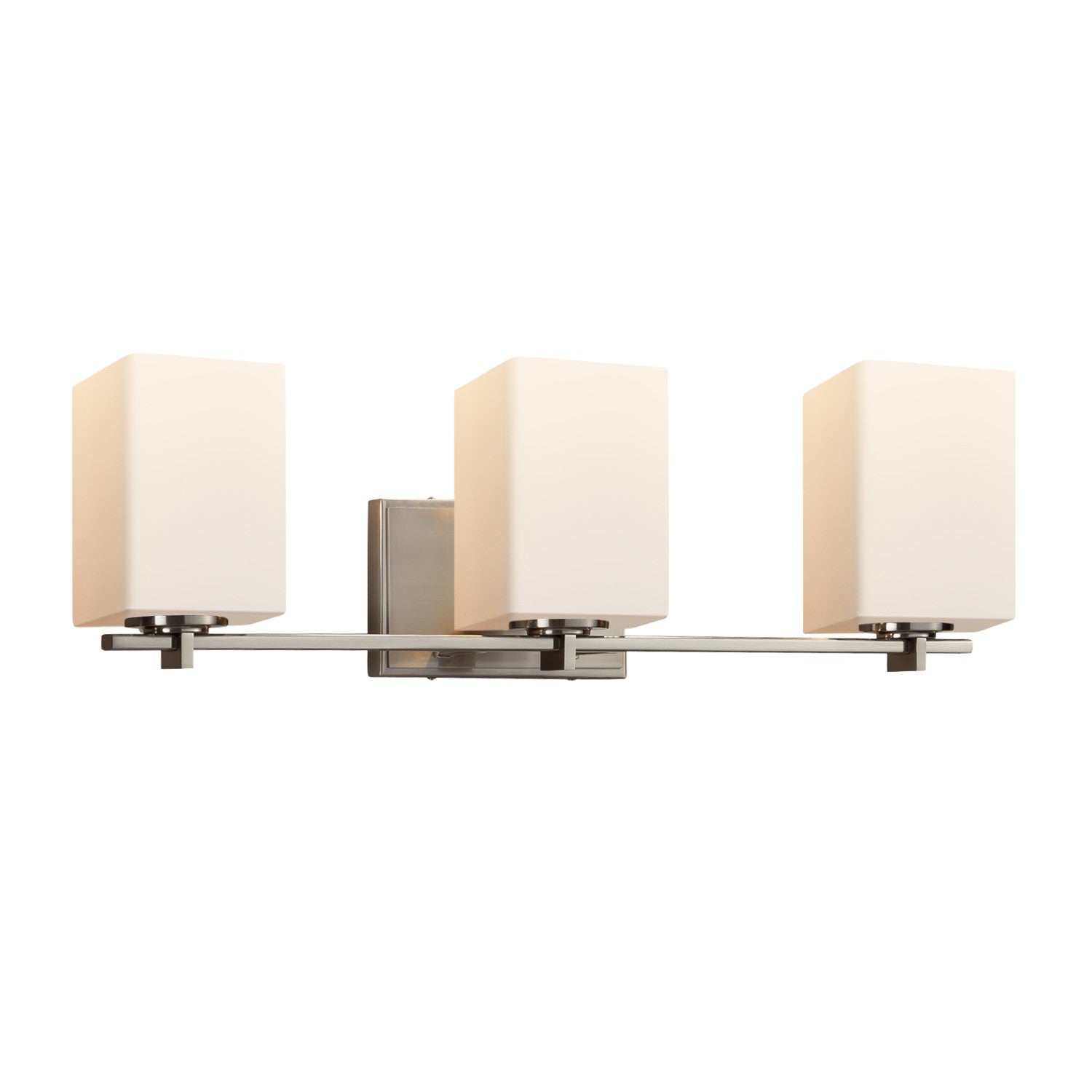 Justice Designs - FSN-8443-15-OPAL-NCKL - Three Light Bath Bar - Fusion - Brushed Nickel