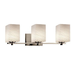 Justice Designs - FSN-8443-15-WEVE-NCKL - Three Light Bath Bar - Fusion - Brushed Nickel