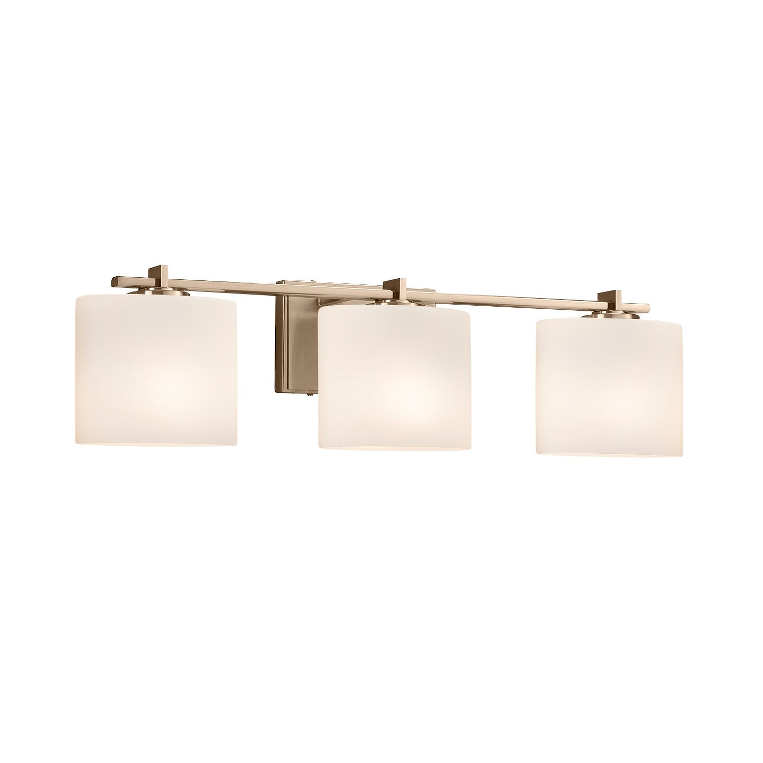 Justice Designs - FSN-8443-30-OPAL-BRSS - Three Light Bath Bar - Fusion - Brushed Brass