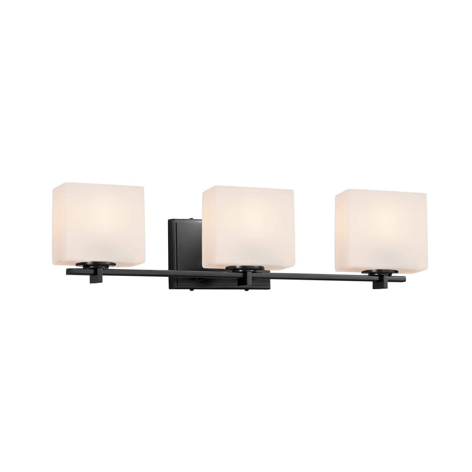 Justice Designs - FSN-8443-55-OPAL-MBLK - Three Light Bath Bar - Fusion - Matte Black