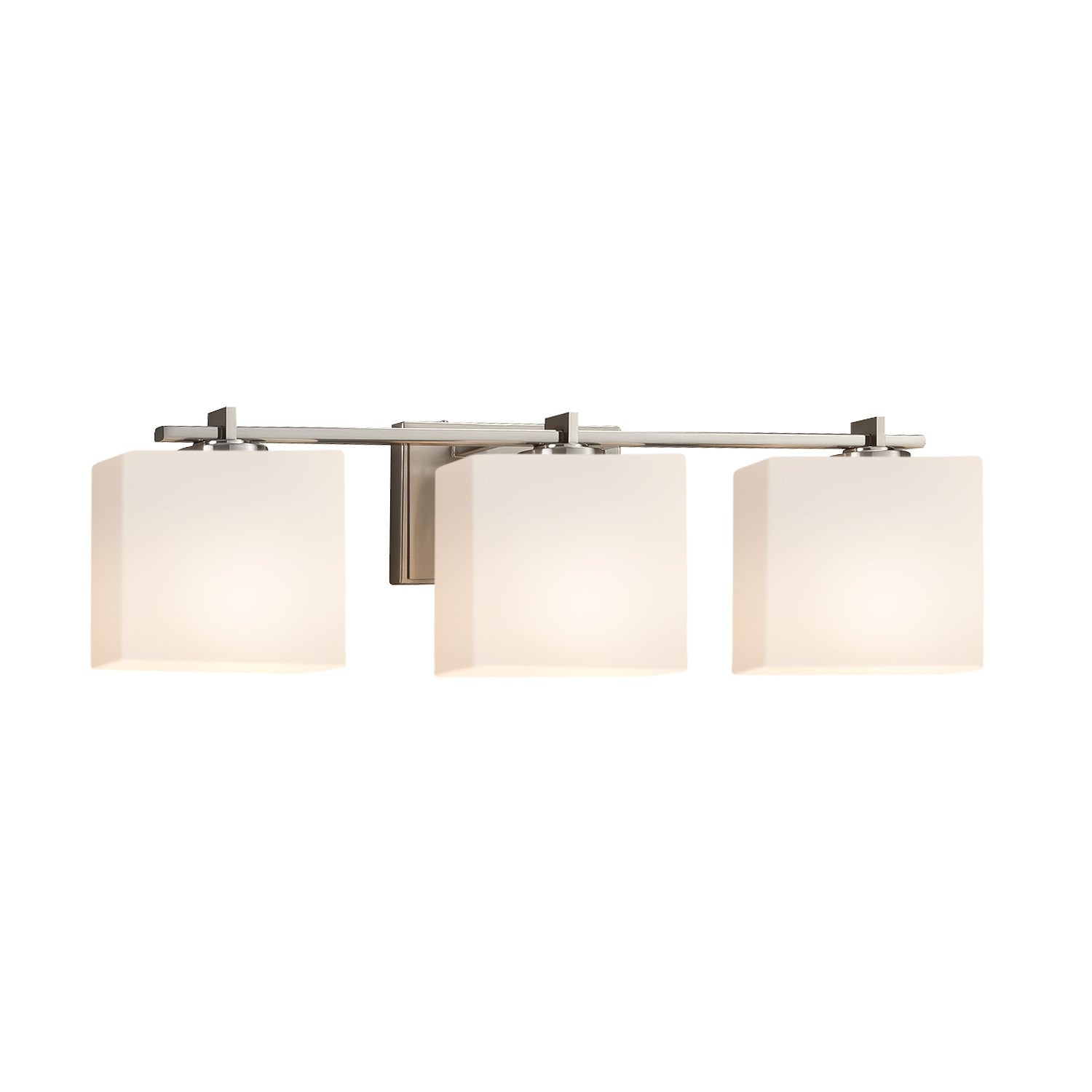 Justice Designs - FSN-8443-55-OPAL-NCKL - Three Light Bath Bar - Fusion - Brushed Nickel