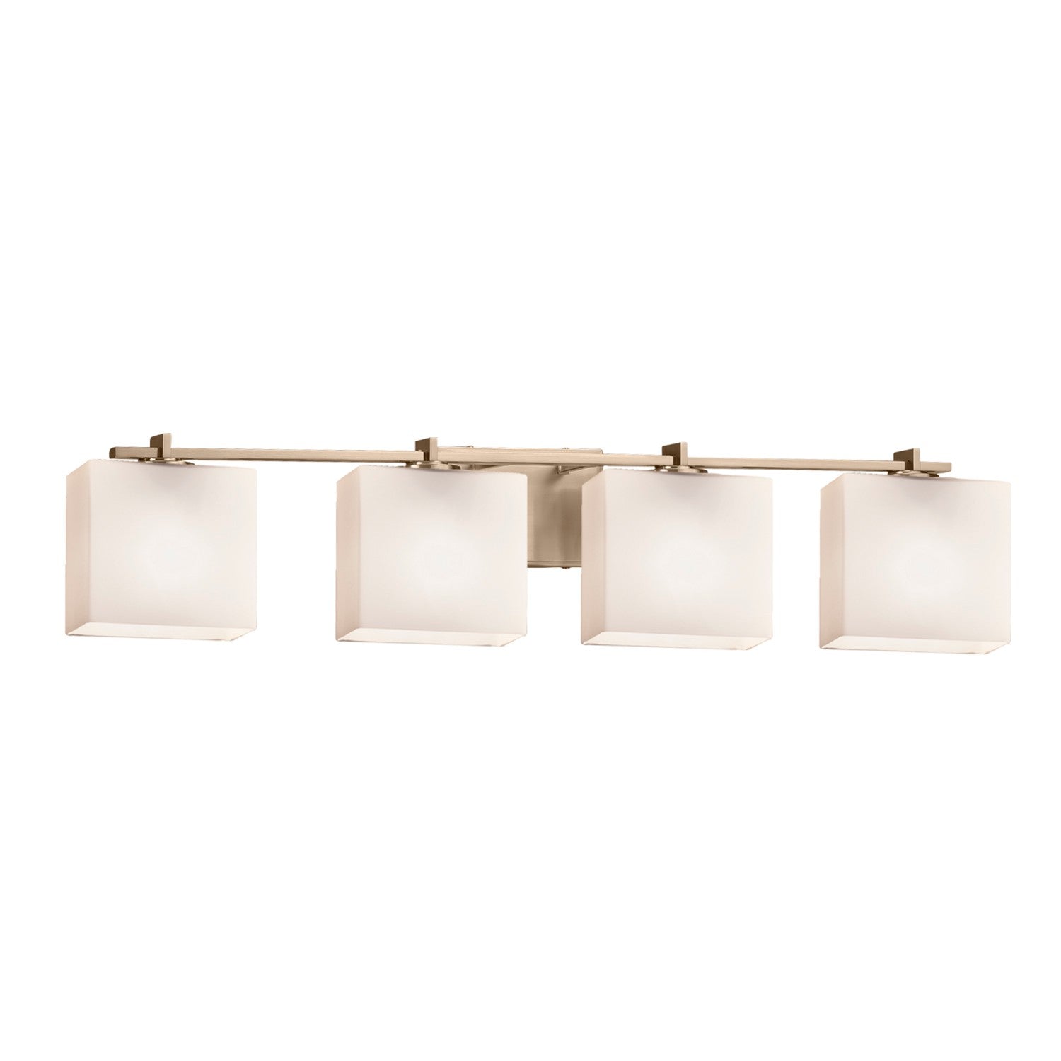 Justice Designs - FSN-8444-55-OPAL-BRSS - Four Light Bath Bar - Fusion - Brushed Brass