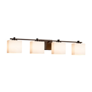 Justice Designs - FSN-8444-55-OPAL-DBRZ - Four Light Bath Bar - Fusion - Dark Bronze